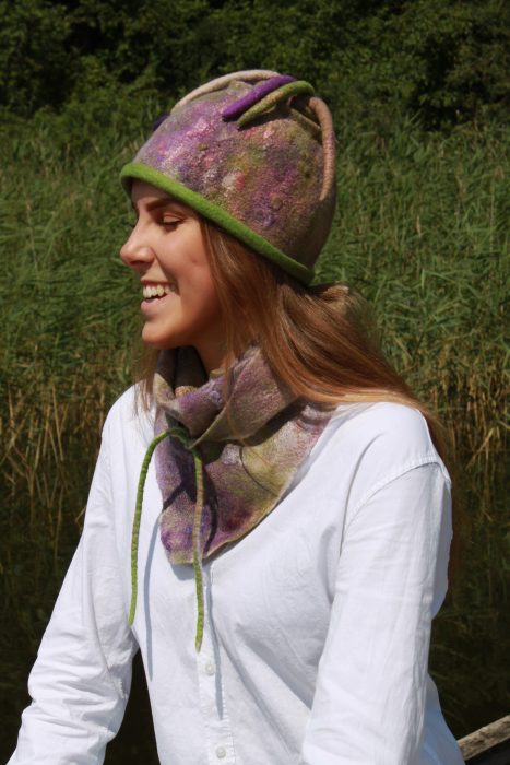 Merino wool Hat and scarf set “Miškas”