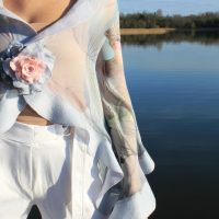 Merino wool and silk shawl “Ežero vėsa”